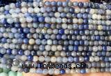CAJ893 15 inches 4mm faceted round blue aventurine beads wholesale