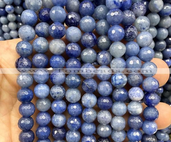 CAJ895 15 inches 8mm faceted round blue aventurine beads wholesale