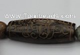 CAL03 14.5 inches 25*60mm carved drum agalmatolite beads