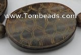 CAL24 14.5 inches 50*60mm carved turtleback agalmatolite beads