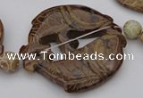 CAL30 14.5 inches 54*56mm carved fish agalmatolite beads