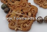 CAL33 14.5 inches 60*70mm carved agalmatolite beads