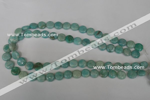 CAM1017 15.5 inches 12mm flat round natural Russian amazonite beads