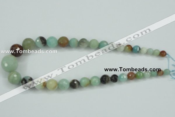 CAM110 15.5 inches multi-size faceted round amazonite gemstone beads