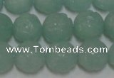CAM1123 15.5 inches 10mm carved round amazonite beads wholesale
