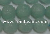 CAM1125 15.5 inches 14mm carved round amazonite beads wholesale