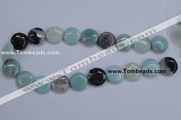 CAM123 15.5 inches 20mm flat round amazonite gemstone beads
