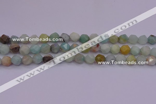 CAM1413 15.5 inches 10mm faceted nuggets amazonite gemstone beads