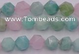 CAM1441 15.5 inches 6mm faceted nuggets amazonite & rose quartz beads