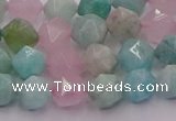 CAM1442 15.5 inches 8mm faceted nuggets amazonite & rose quartz beads