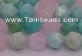 CAM1443 15.5 inches 10mm faceted nuggets amazonite & rose quartz beads