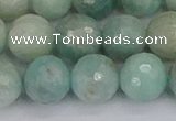 CAM1454 15.5 inches 12mm faceted round amazonite gemstone beads