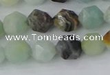 CAM1467 15.5 inches 8mm faceted nuggets black amazonite beads