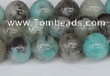 CAM1482 15.5 inches 8mm round Madagascar black amazonite beads