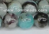 CAM1485 15.5 inches 14mm round Madagascar black amazonite beads