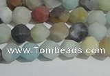 CAM1487 15.5 inches 6mm faceted nuggets matte black amazonite beads