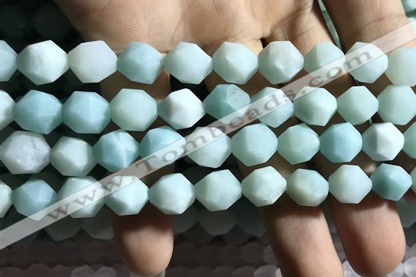 CAM1496 15.5 inches 12mm faceted nuggets amazonite beads wholesale