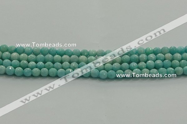 CAM1521 15.5 inches 6mm faceted round natural peru amazonite beads