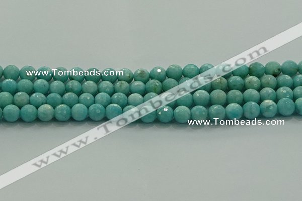 CAM1522 15.5 inches 8mm faceted round natural peru amazonite beads