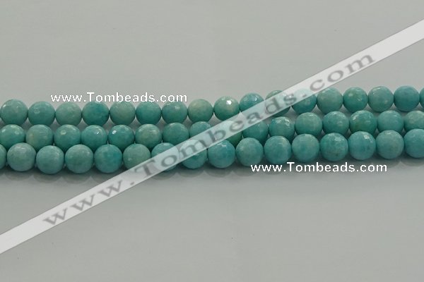 CAM1523 15.5 inches 10mm faceted round natural peru amazonite beads