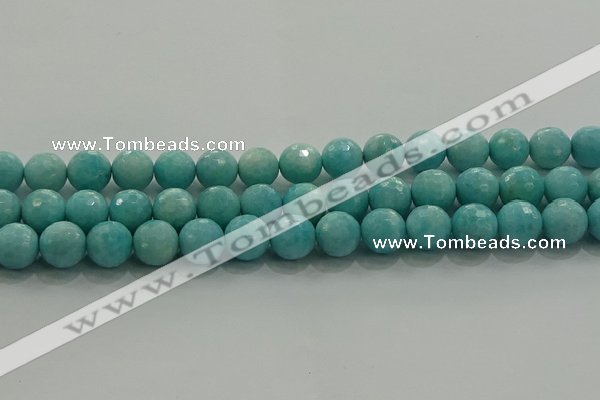 CAM1524 15.5 inches 12mm faceted round natural peru amazonite beads