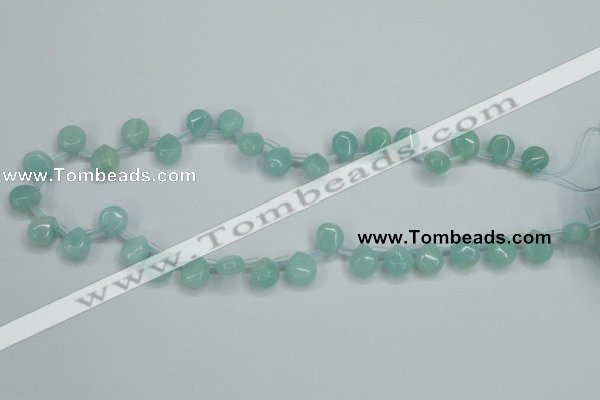 CAM153 9*11mm top-drilled flat teardrop amazonite gemstone beads