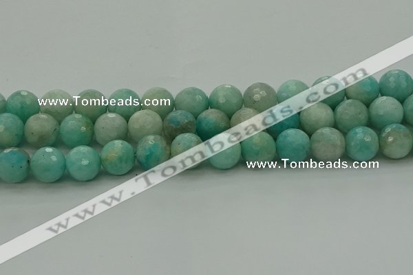 CAM1565 15.5 inches 14mm faceted round Russian amazonite beads