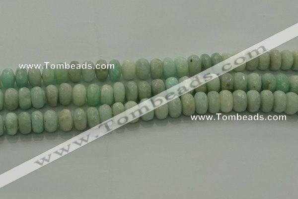 CAM1613 15.5 inches 6*10mm faceted rondelle peru amazonite beads