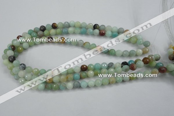 CAM162 15.5 inches 8mm faceted round amazonite gemstone beads