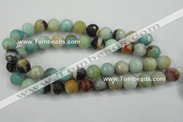 CAM165 15.5 inches 14mm faceted round amazonite gemstone beads