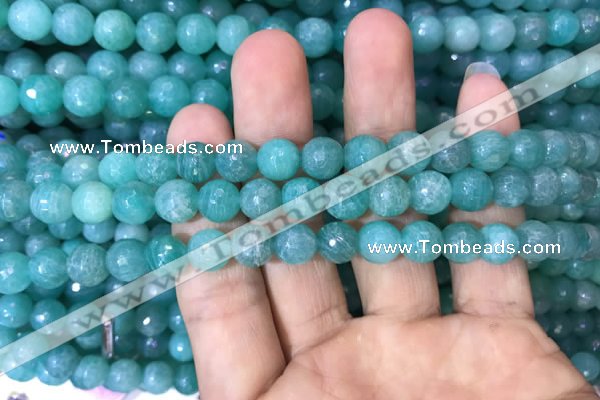 CAM1662 15.5 inches 8mm faceted round Russian amazonite beads