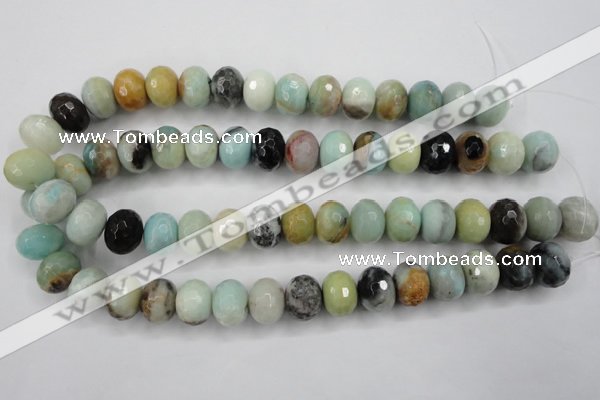 CAM174 15.5 inches 12*16mm faceted rondelle amazonite gemstone beads