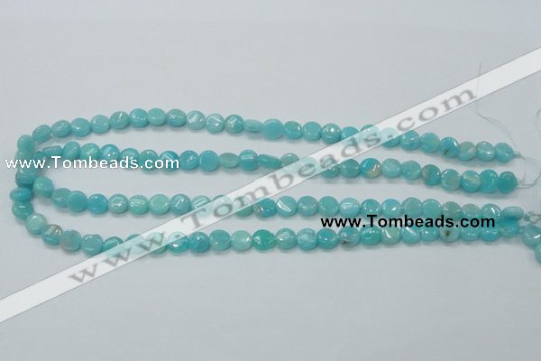 CAM300 15.5 inches 8mm flat round natural peru amazonite beads