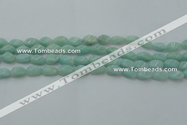 CAM361 15.5 inches 7*14mm twisted rice amazonite gemstone beads