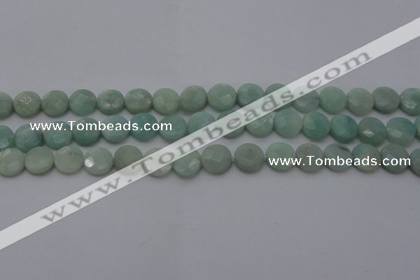 CAM363 15.5 inches 10mm faceted coin amazonite gemstone beads