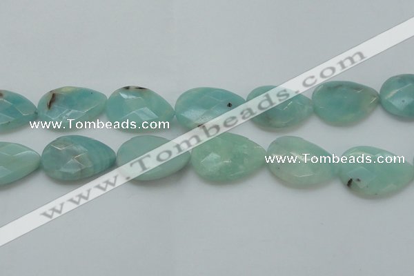 CAM365 15.5 inches 22*30mm faceted flat teardrop amazonite beads