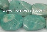 CAM413 18*25mm faceted & twisted rectangle natural russian amazonite beads