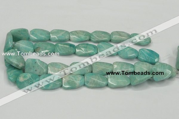 CAM413 18*25mm faceted & twisted rectangle natural russian amazonite beads