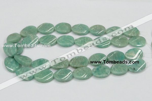 CAM414 15.5 inches 18*25mm twisted oval natural russian amazonite beads