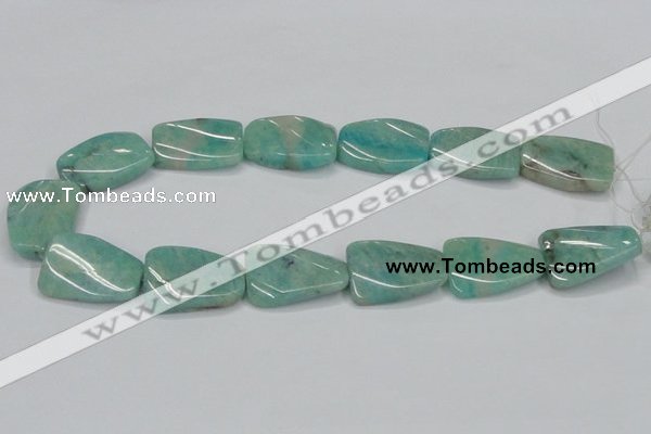 CAM415 22*30mm twisted rectangle natural russian amazonite beads