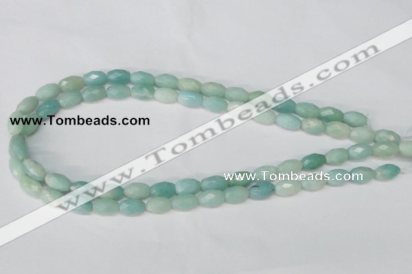 CAM604 15.5 inches 8*12mm faceted rice Chinese amazonite gemstone beads