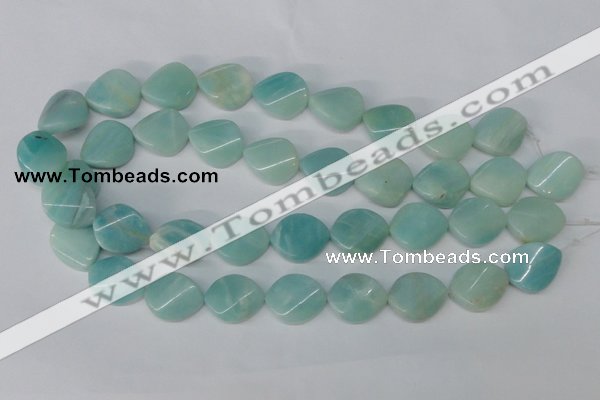 CAM607 15.5 inches 18*22mm twisted oval Chinese amazonite beads