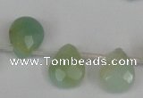 CAM634 Top-drilled 8*10mm faceted flat teardrop Chinese amazonite beads