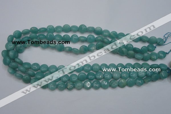 CAM914 15.5 inches 10mm flat round amazonite gemstone beads wholesale