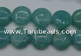 CAM916 15.5 inches 14mm flat round amazonite gemstone beads wholesale