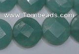 CAM945 15.5 inches 20mm faceted coin amazonite gemstone beads