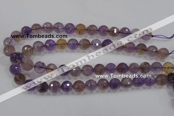 CAN11 15.5 inches 12mm faceted round natural ametrine gemstone beads