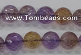 CAN12 15.5 inches 14mm faceted round natural ametrine gemstone beads