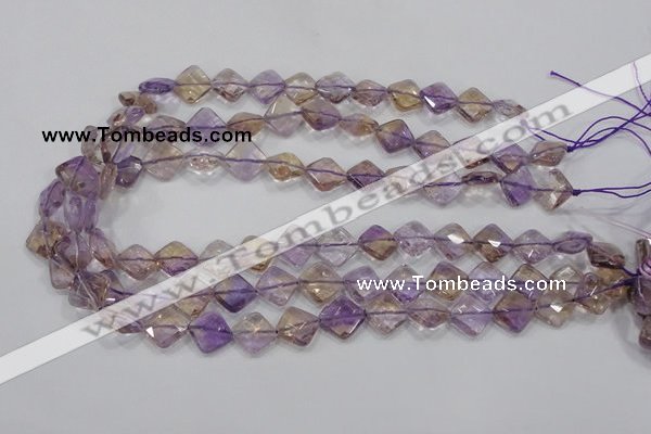 CAN34 15.5 inches 12*12mm faceted diamond natural ametrine beads