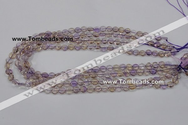 CAN39 15.5 inches 8mm flat round natural ametrine gemstone beads